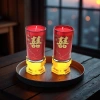 Red Double Happiness festive candles are used as traditional Chinese wedding decorations details Picture